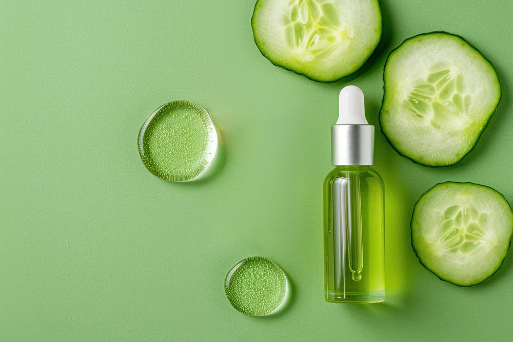 Skincare cosmetics cucumber bottle.