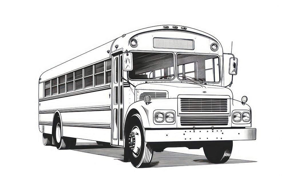 School bus vehicle sketch white background.