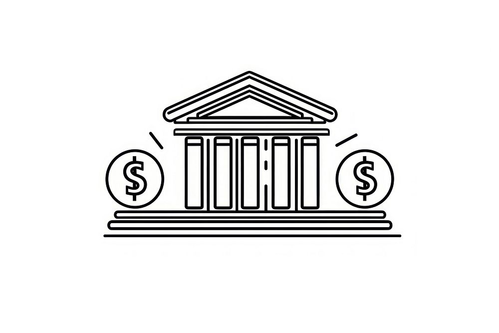 Simple of money vector line icon architecture investment courthouse.