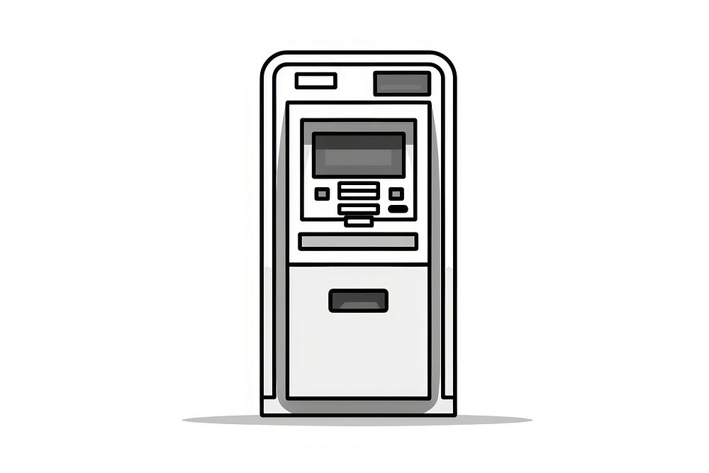 Simple of atm vector line icon machine white background convenience.