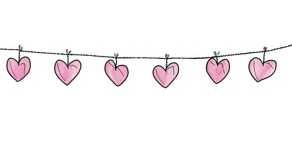 Pink hearts string petal line clothesline.