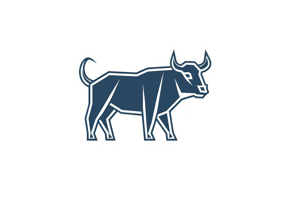 Simple graph Bull market vector line icon livestock buffalo mammal.