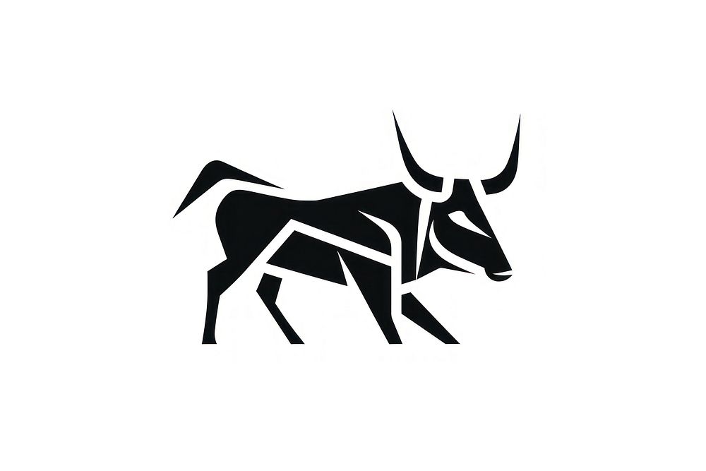 Simple graph Bull market vector line icon wildlife animal mammal.