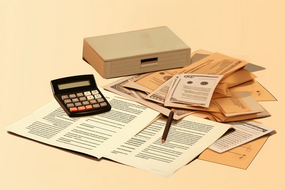 Tax payment accounting document text calculator.