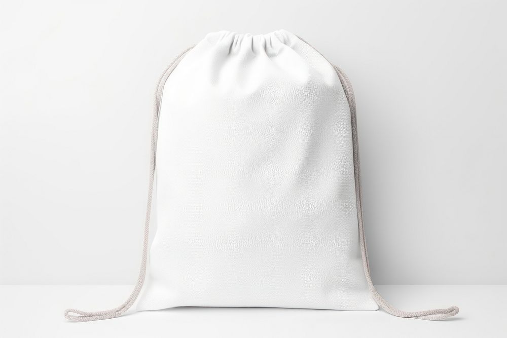 A drawstring bag mockup white white background simplicity.