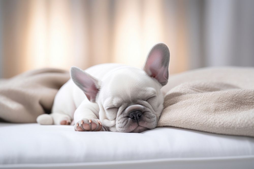 French bulldog sleeping blanket animal mammal.