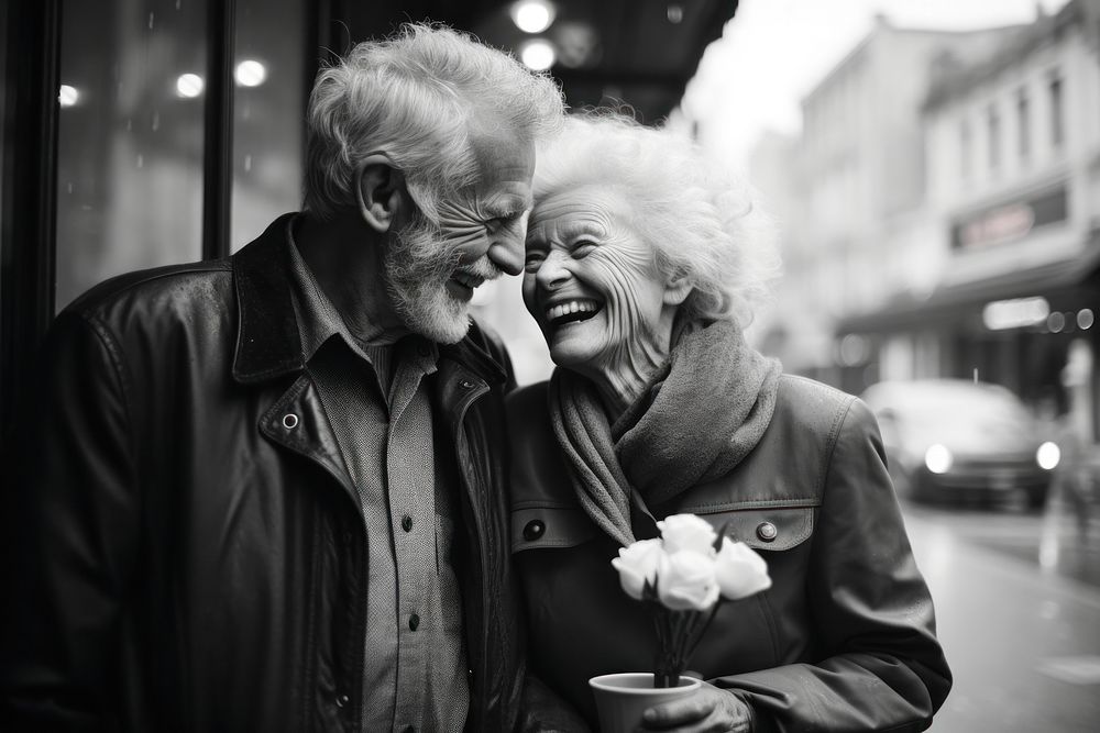 Old happy couple saving money portrait adult photo.