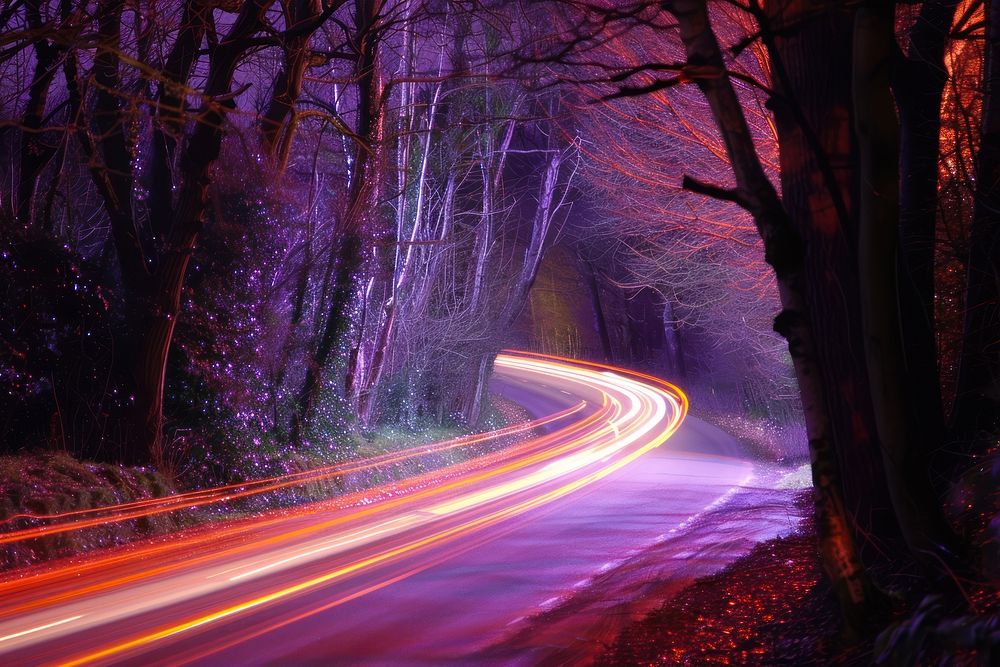 Light trails background outdoors highway nature.