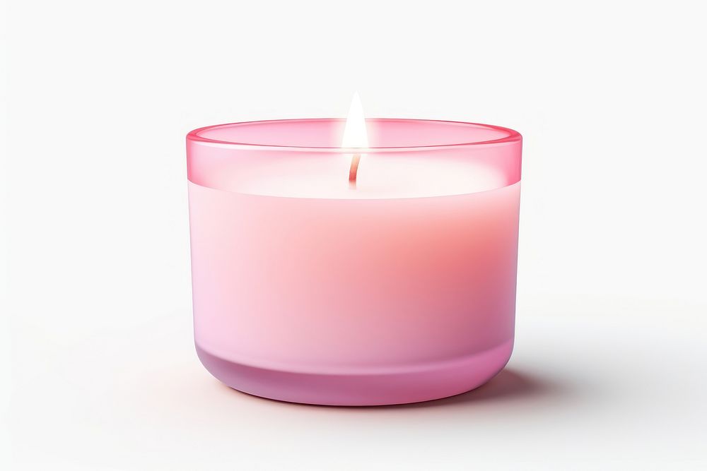 Mockup of a candle glass pink white background.