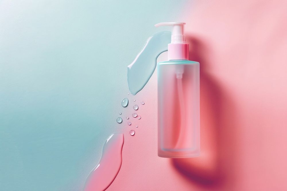 Skincare bottle cosmetics perfume pink.
