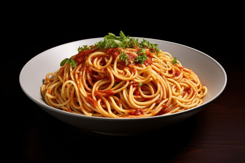 Spaghetti pasta plate food.