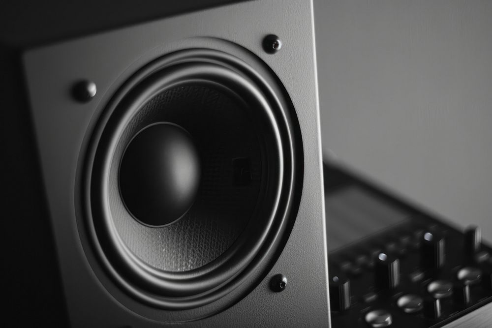 Studio speaker in record studio electronics loudspeaker technology.