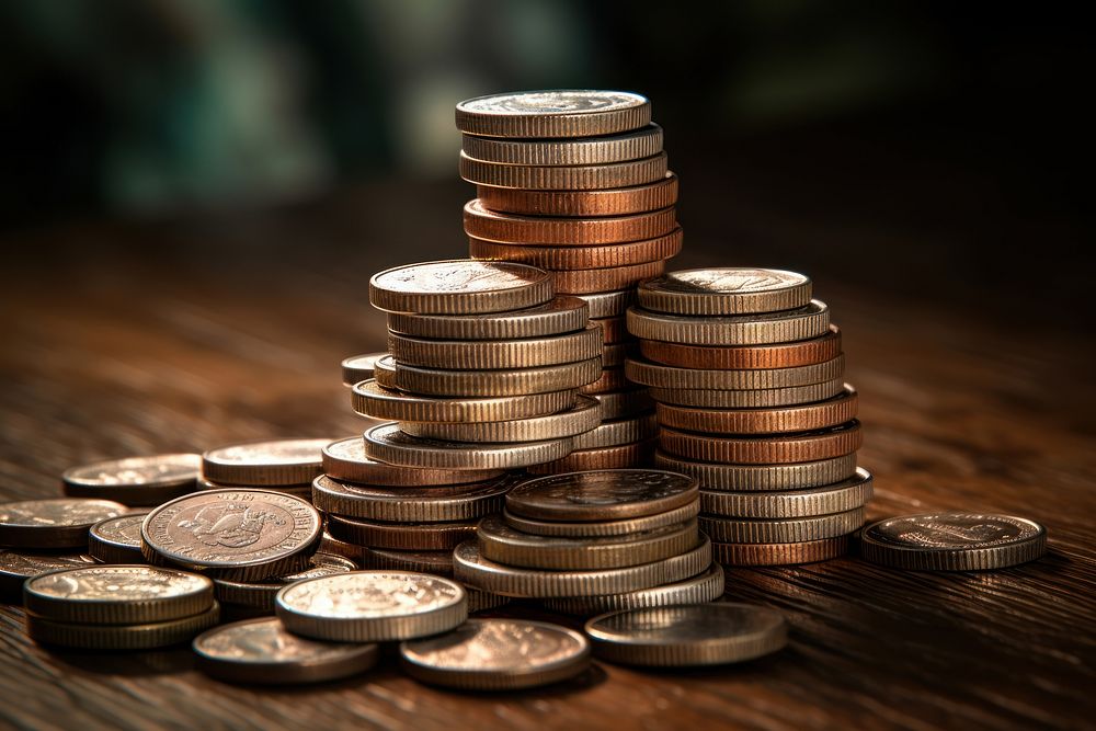 Stack coins money investment abundance.