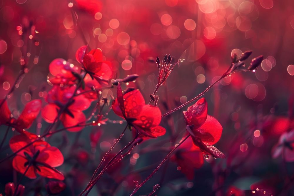 Red bokeh background backgrounds blossom flower.
