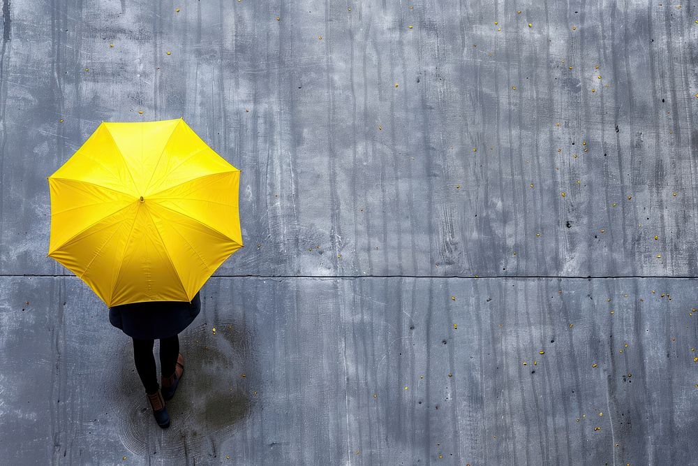 Yellow umbrella rain architecture protection.