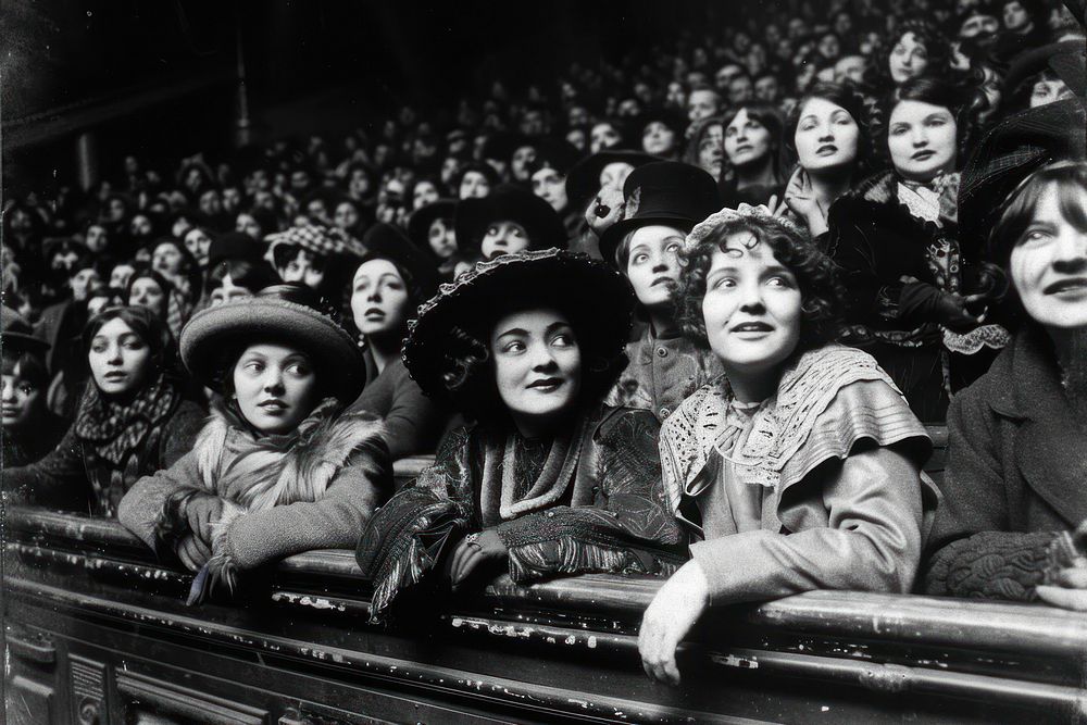 Audience in music hall adult togetherness monochrome.