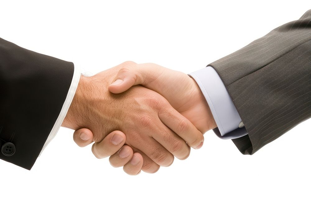 Business consultant joining hands handshake adult agreement.