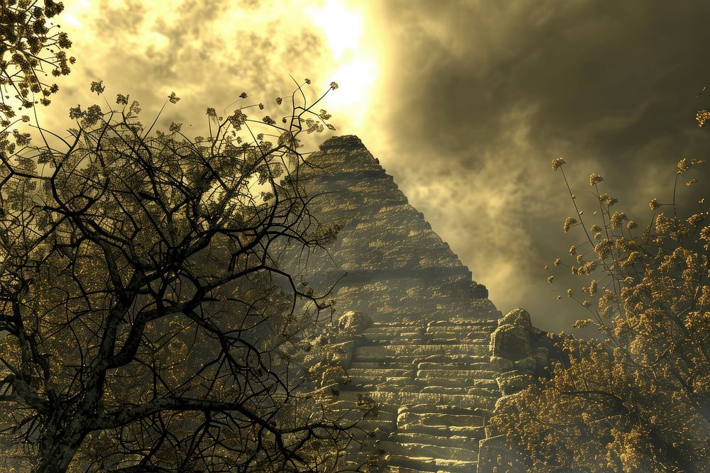 Pyramid spirituality architecture sunlight.