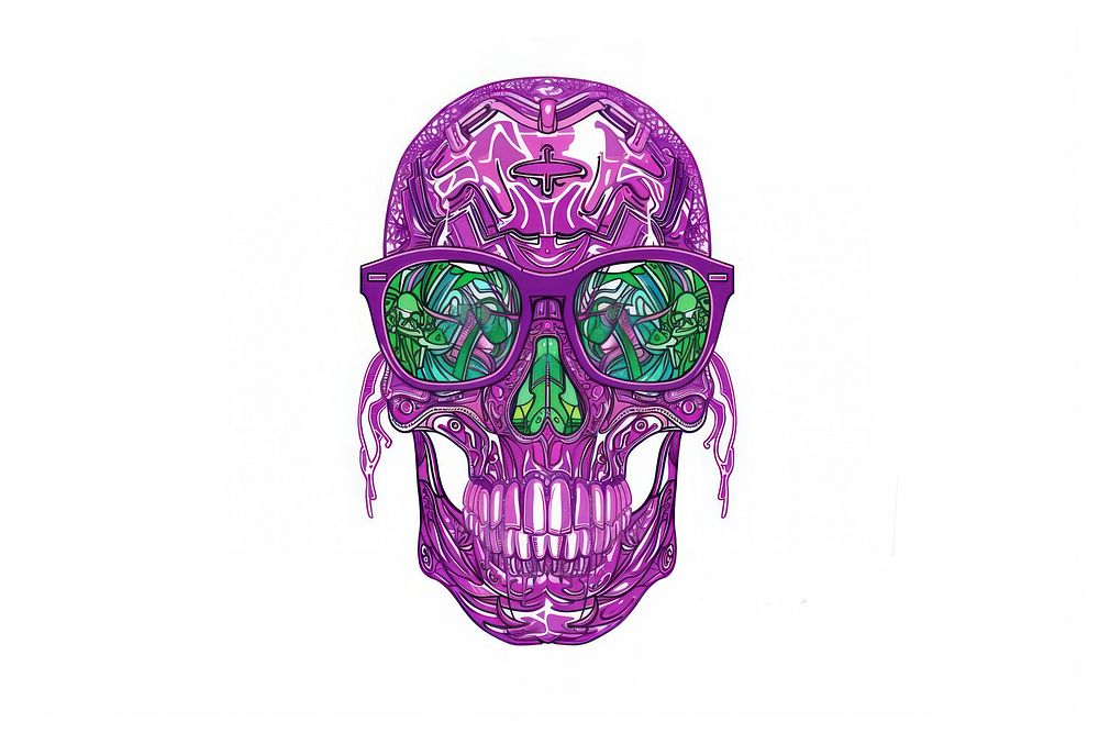 Skull drawing purple sketch.