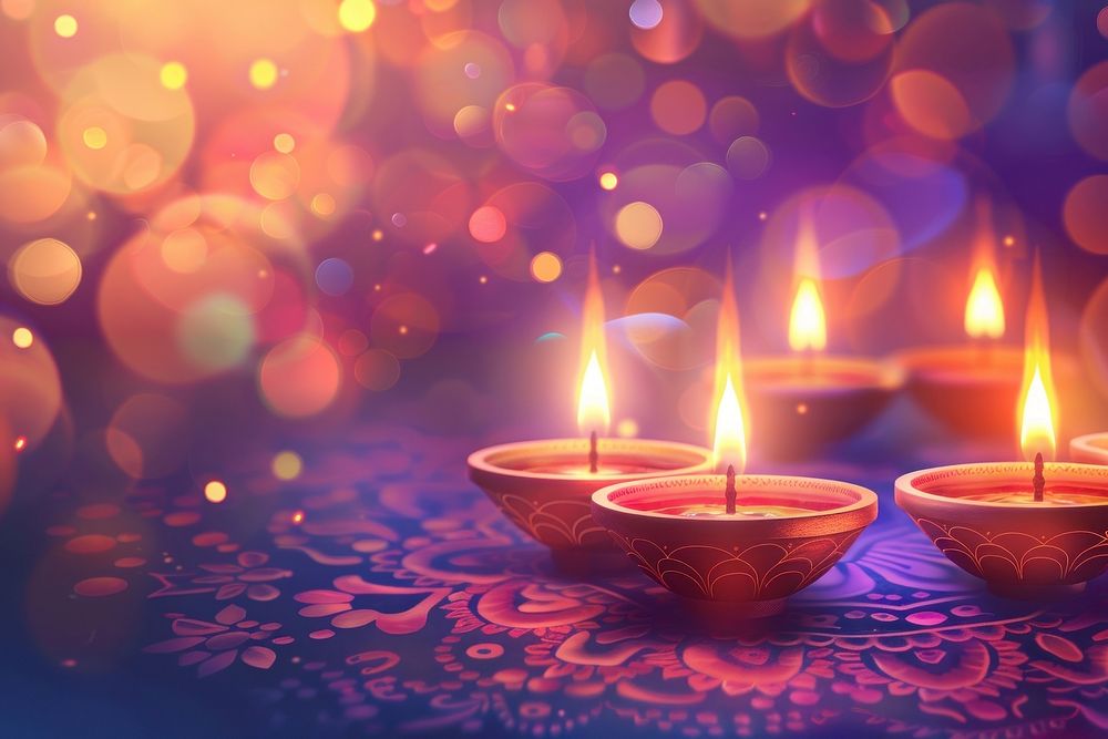 Diwali illuminated festival candle.