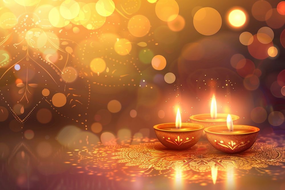 Diwali illuminated festival candle.