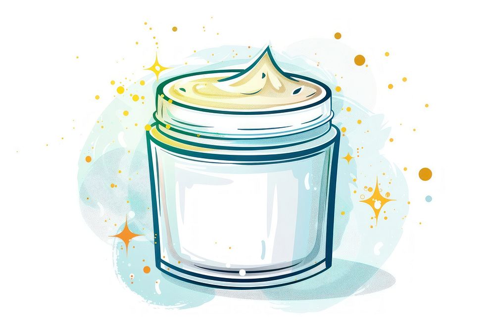 Skincare product cartoon jar white background.