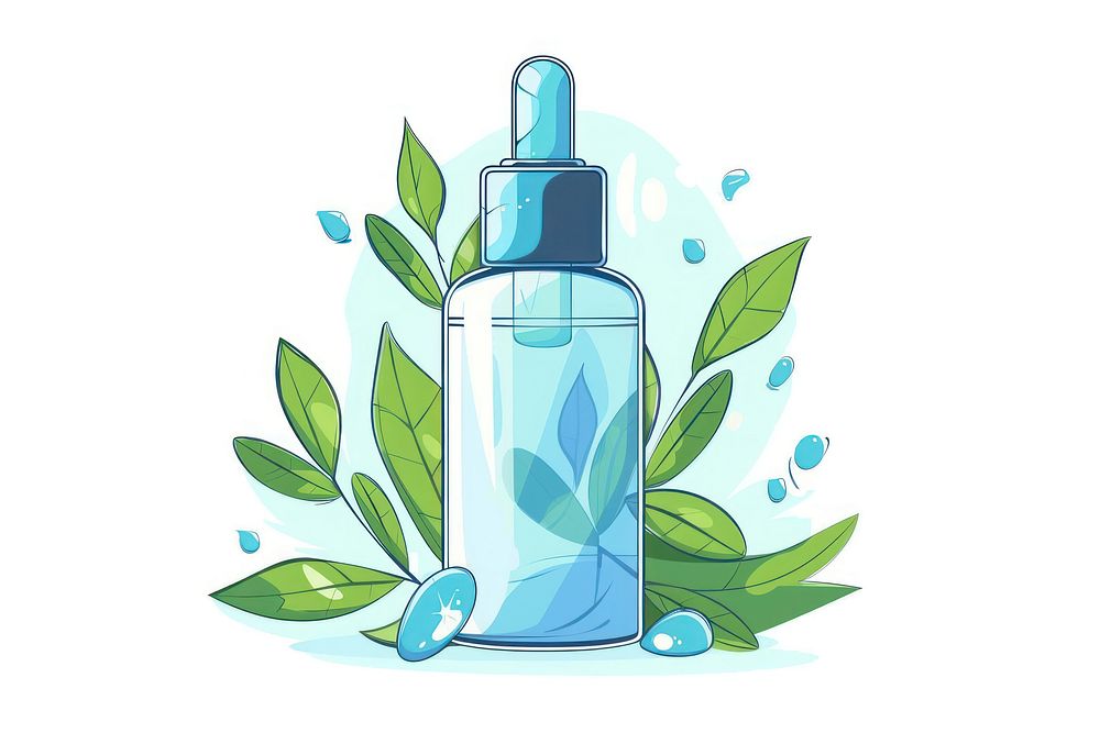 Skincare product cartoon bottle plant.