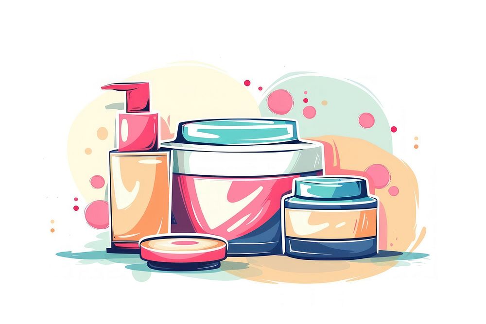 Skincare product cartoon jar creativity.