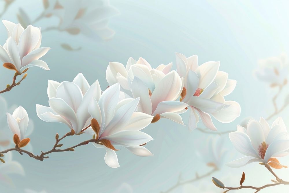 White flowers magnolia outdoors blossom.