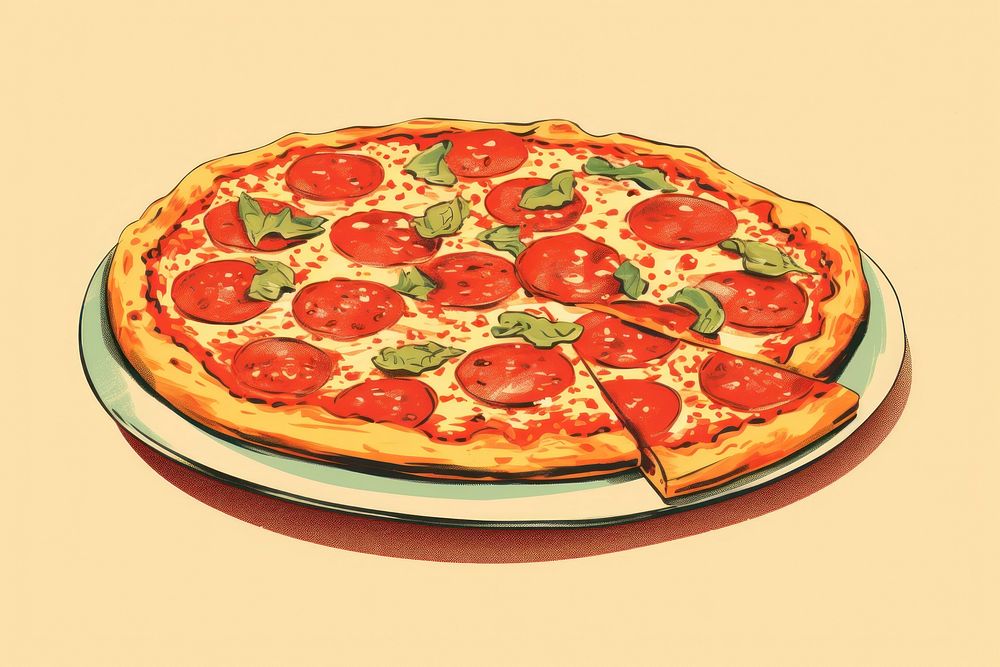 Pizza food pepperoni vegetable.