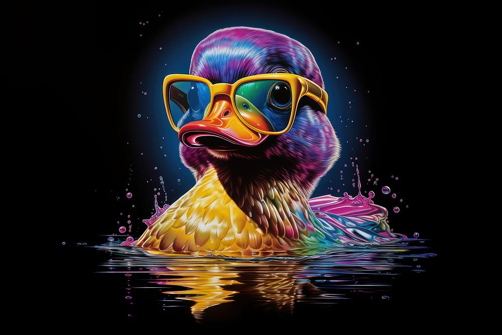 Duck art outdoors glasses.