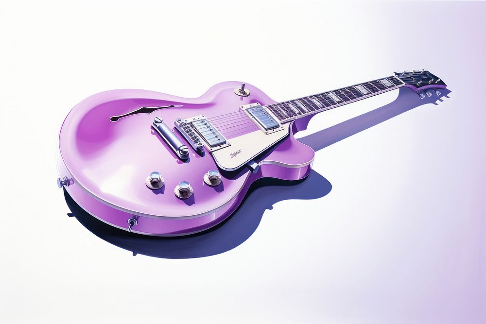Lilac guitar white background magenta.