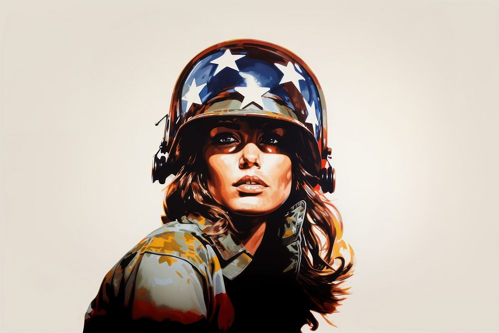 Military portrait soldier helmet.