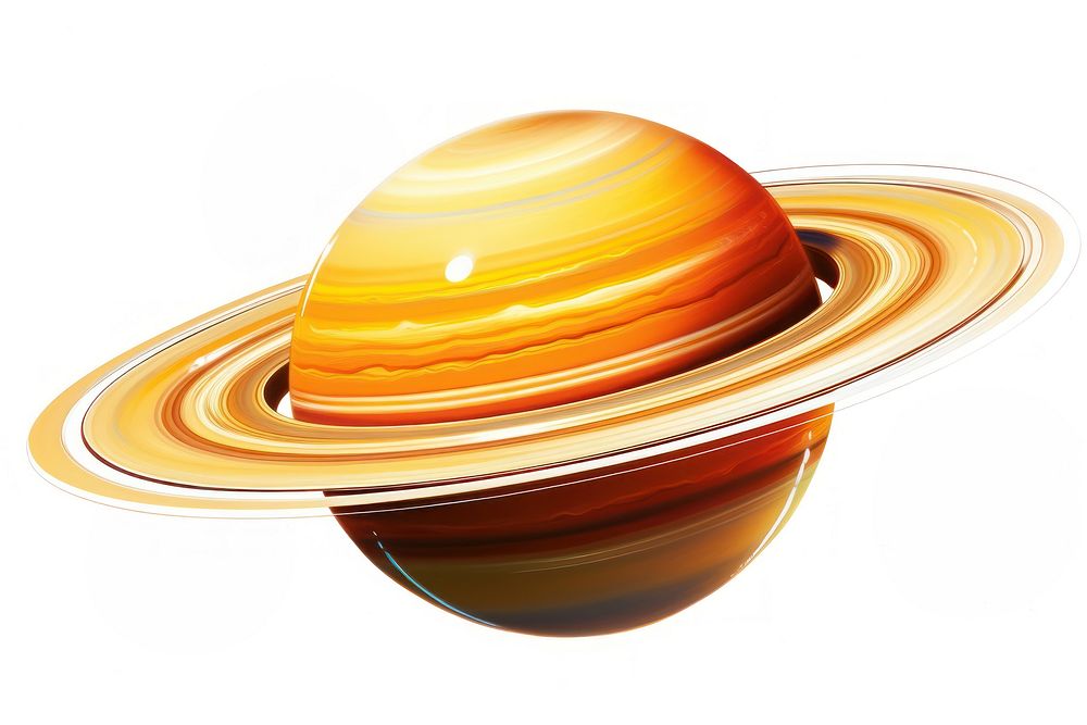 Saturn planet space white background.