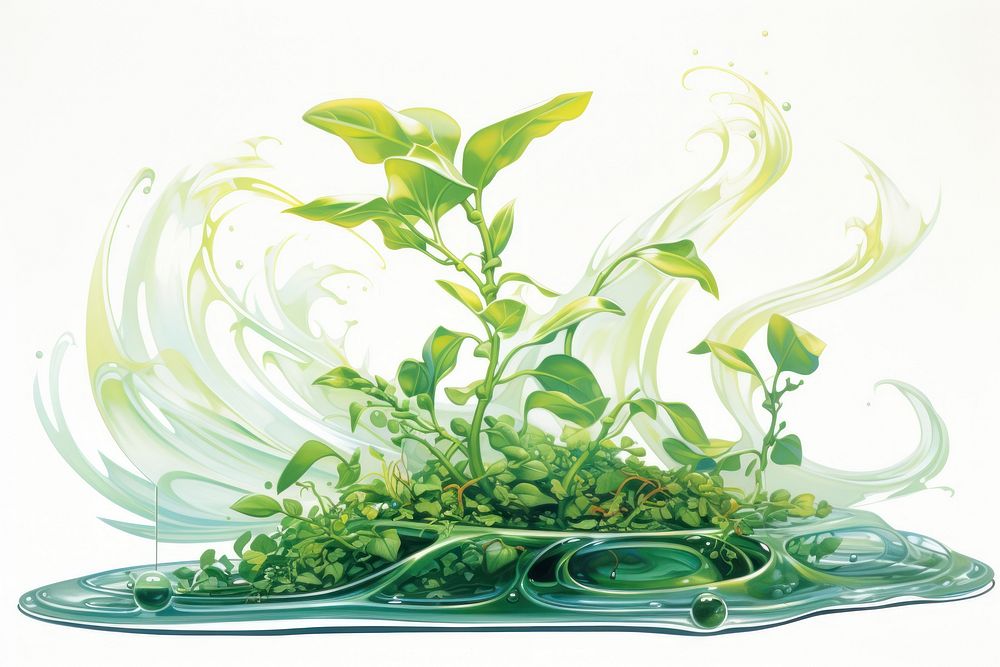 Seaweed plant green herbs.