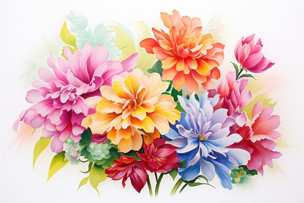 Spring flowers art painting pattern.