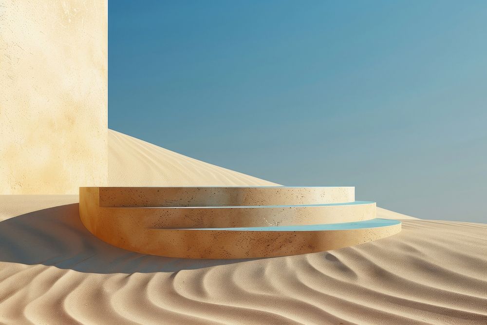 Podium on sand architecture staircase outdoors.