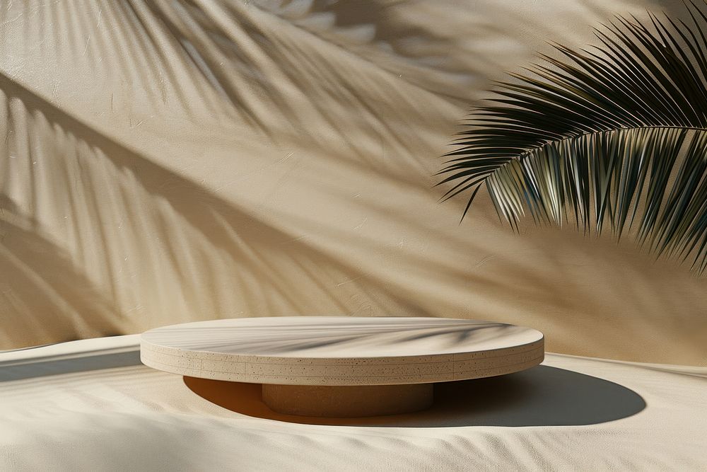 Podium on sand furniture table sunlight.