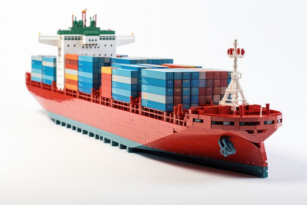 Cargo freight ship bricks toy watercraft vehicle boat.