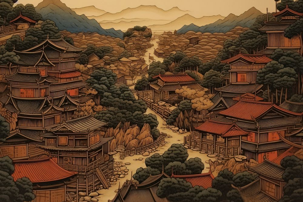 Traditional japanese towns architecture tradition landscape.