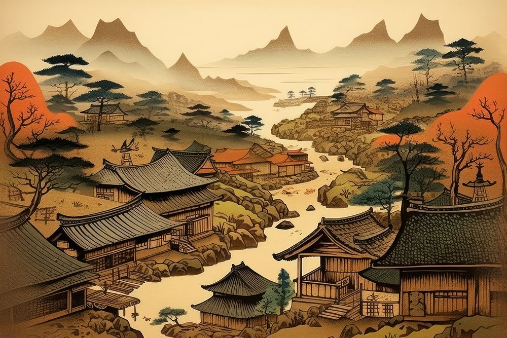 Traditional japanese village architecture tradition landscape.