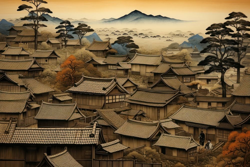 Traditional japanese village architecture tradition building.