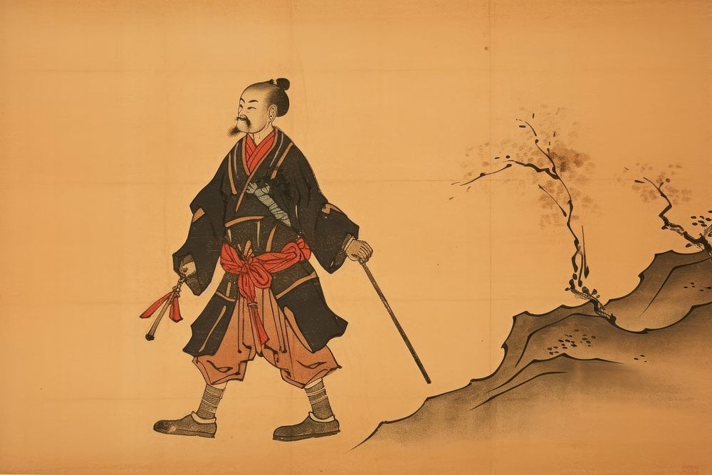 Traditional japanese a samuri man adult art representation.