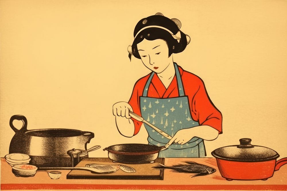 Traditional japanese cook tableware cookware kitchen.