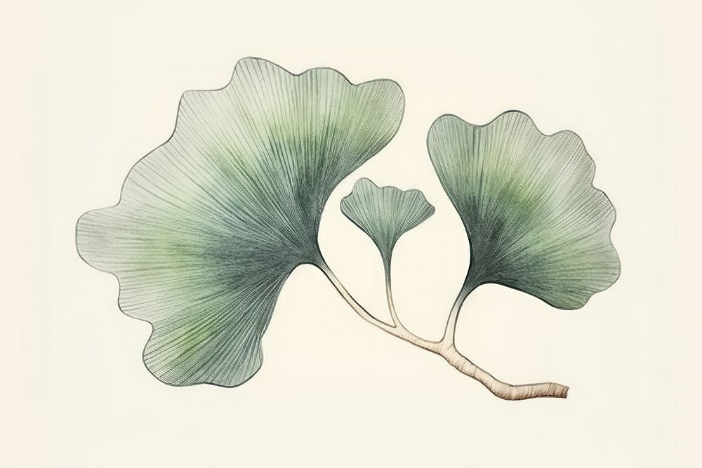 Traditional japanese ginkgo leaf drawing sketch plant.