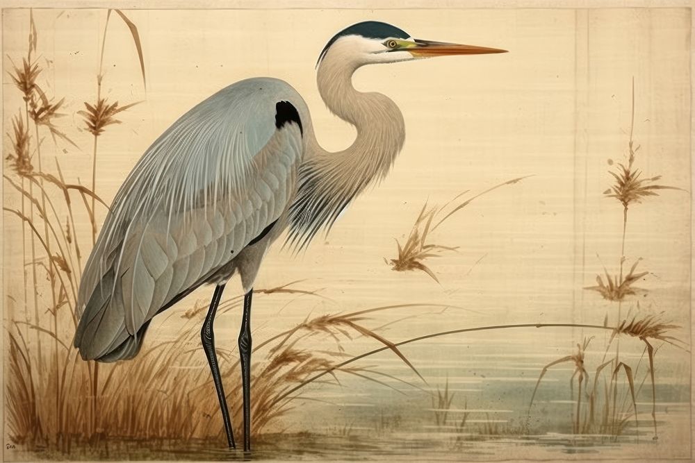 Traditional japanese heron animal bird waterfowl.