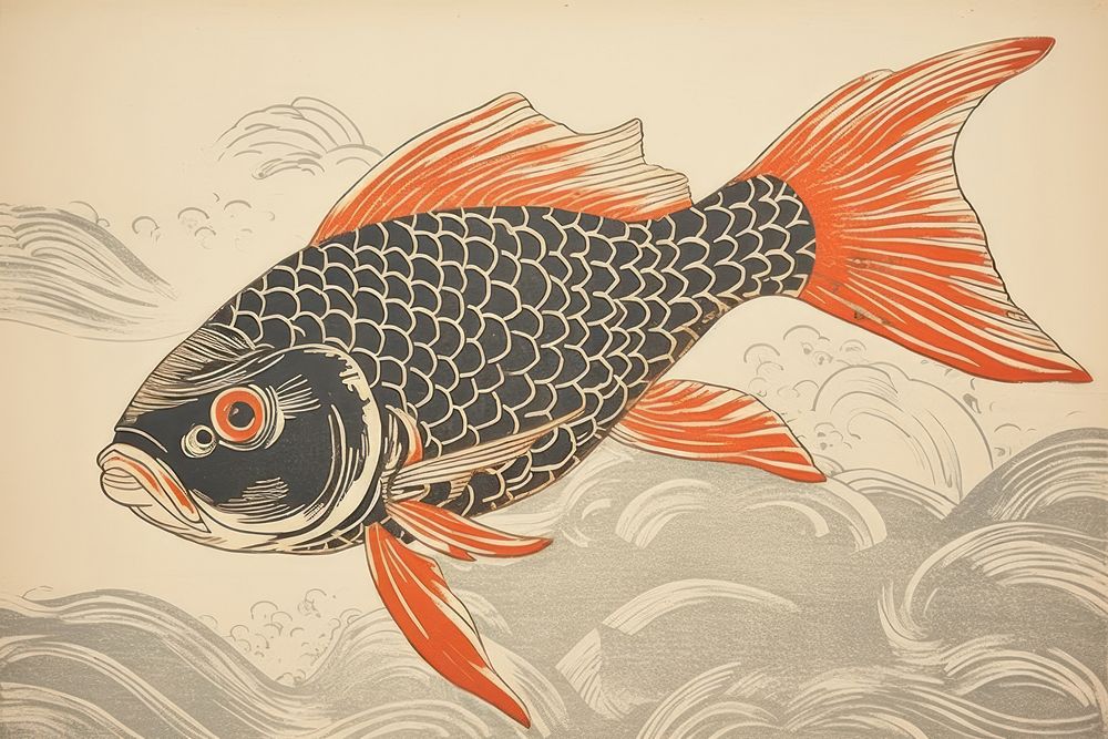 Traditional japanese koifish goldfish animal creativity.