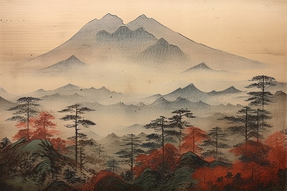 Traditional japanese mist landscape mountain outdoors.