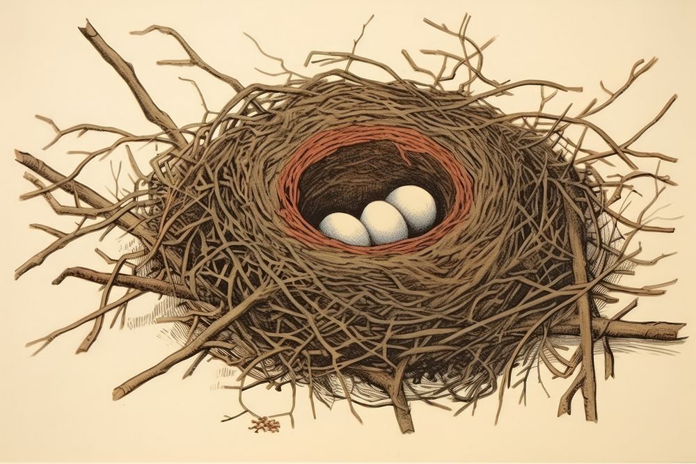 PNG Traditional japanese nest beginnings fragility drawing.