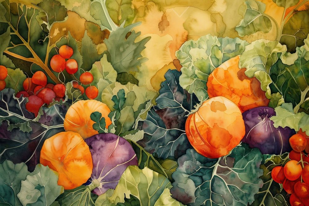 Vegetable watercolor background backgrounds freshness vegetable.